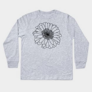 Gerbera Floral Line Drawing Kids Long Sleeve T-Shirt